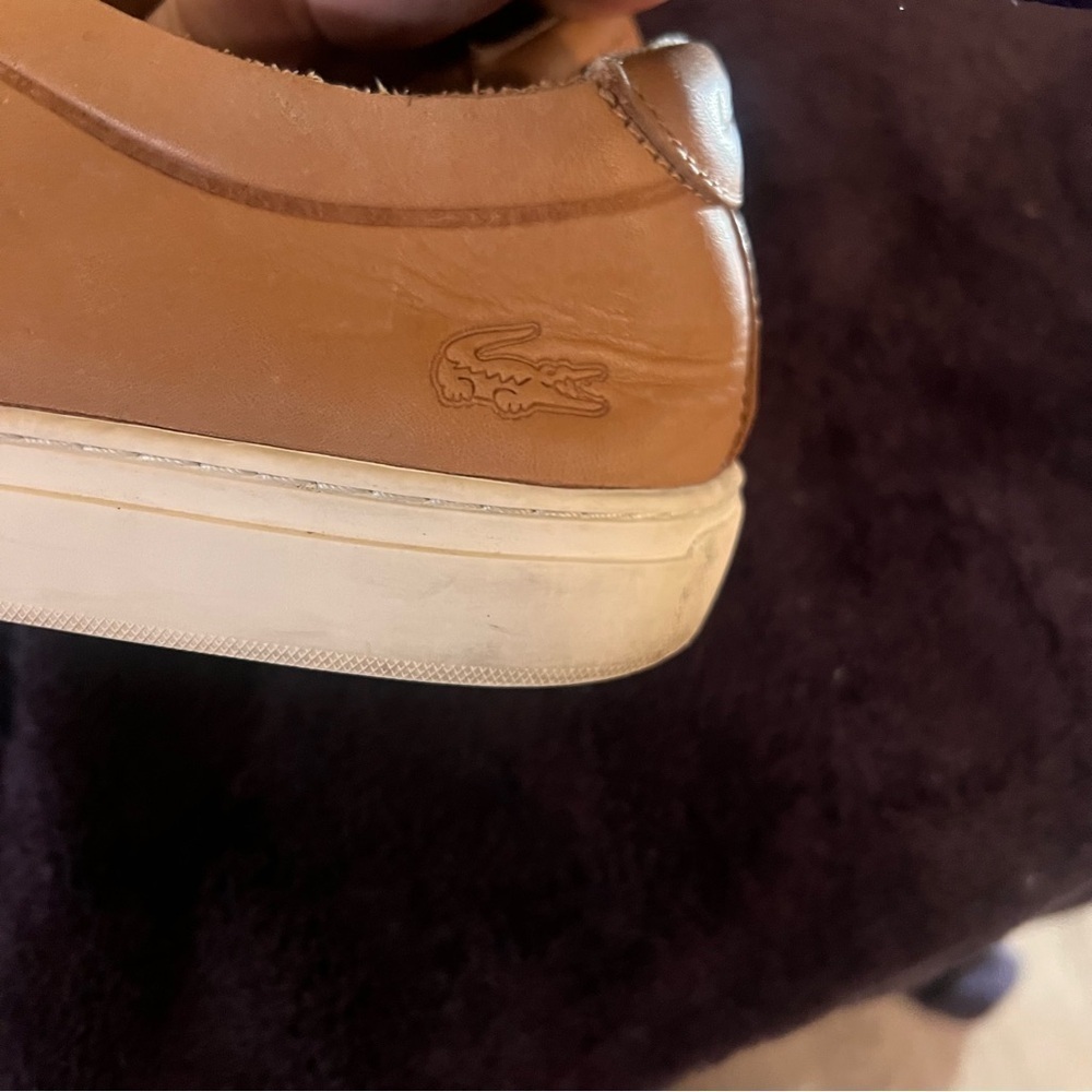 Lacoste Men’s unlined L12.12 sneaker Tan size 11.5 leather​​​​​​ - Picture 7 of 10